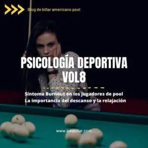 Jugador con síntoma burnout en el billar americano descansando fuera de la competición