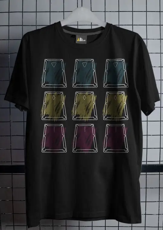 Camiseta de billar mesa de colores
