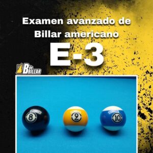 Examen para expertos en billar americano sobre reglamento profesional WPA y situaciones complejas de juego.