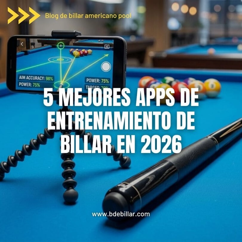 Portada de bdebillar.com sobre las mejores apps de entrenamiento de billar en 2026.