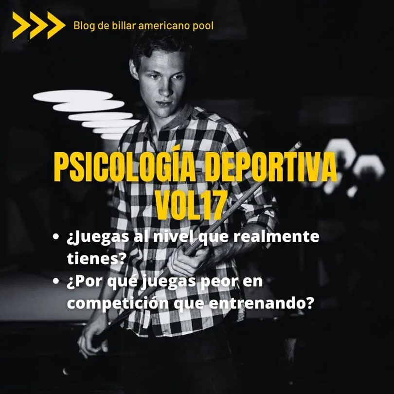 Jugador de billar americano concentrado durante una partida de competición mientras representa la presión psicológica en el pool.